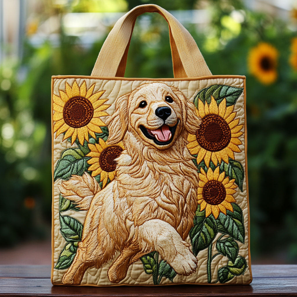 Golden Garden Quilted Tote Bag Animal print