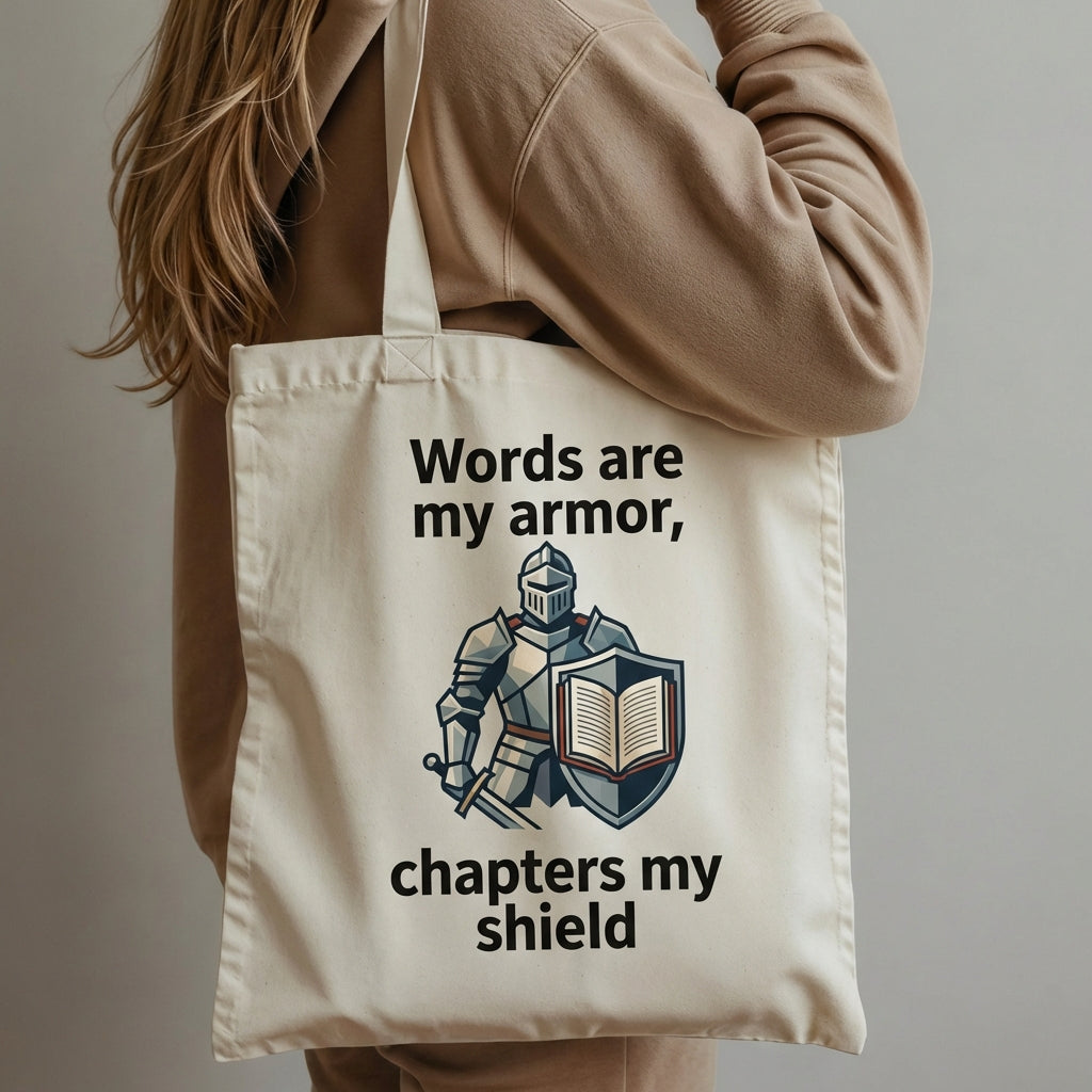 Knight's Shield Words & Books Empower You Canvas Tote Bag
