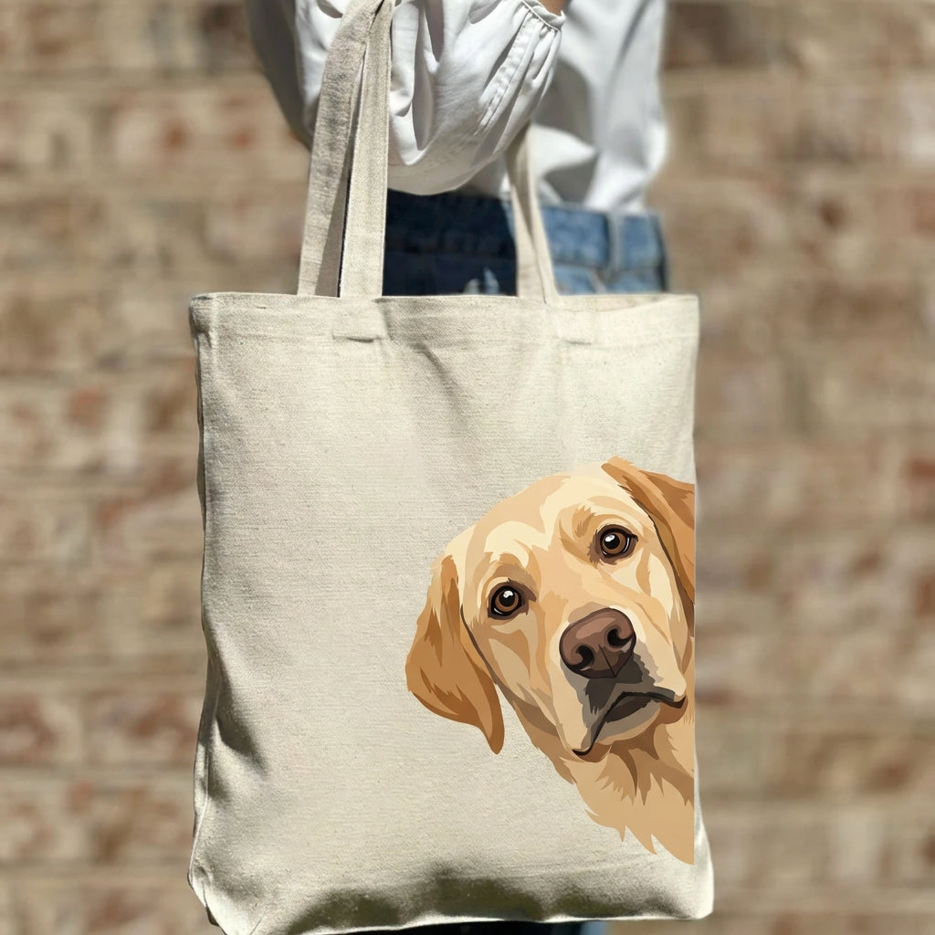 Peekaboo Pup Joyful Labrador Design Canvas Tote Bag