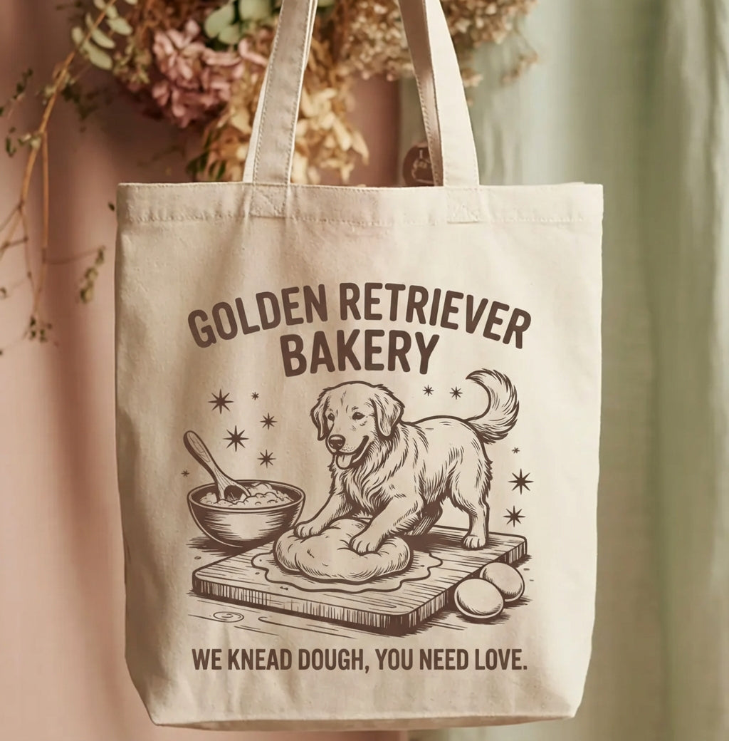 Golden Retriever's Bakery Bliss Vintage Bag Canvas Tote Bag