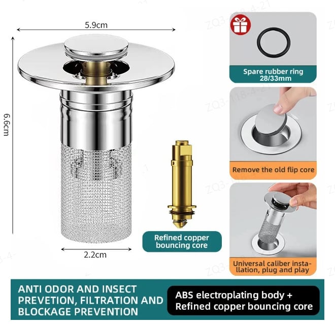 Universal 2-in-1 Bathroom/Kitchen Sink Stopper 7