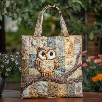 Forest Owl Quilted Tote Bag