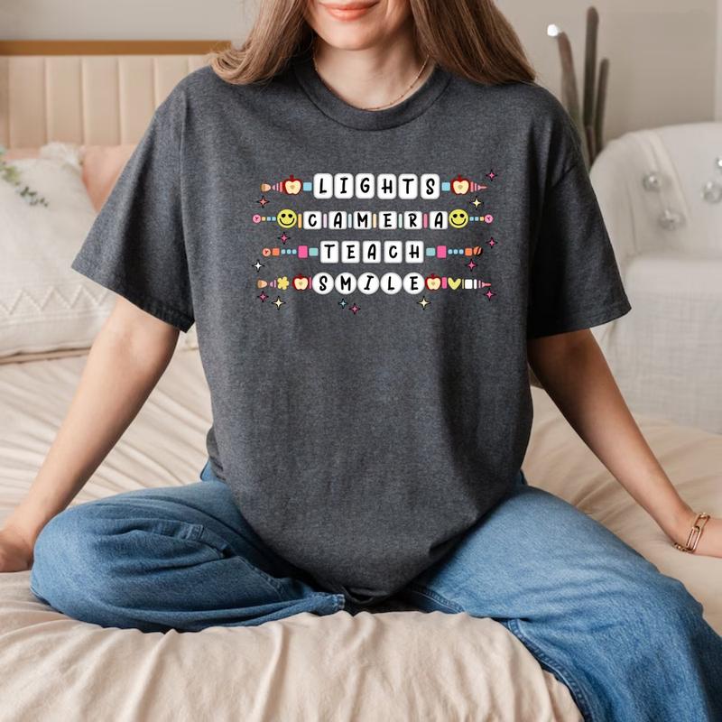 Swiftie Lights Camera Teach Smile Shirt, Teach SmileGraphic T-Shirt