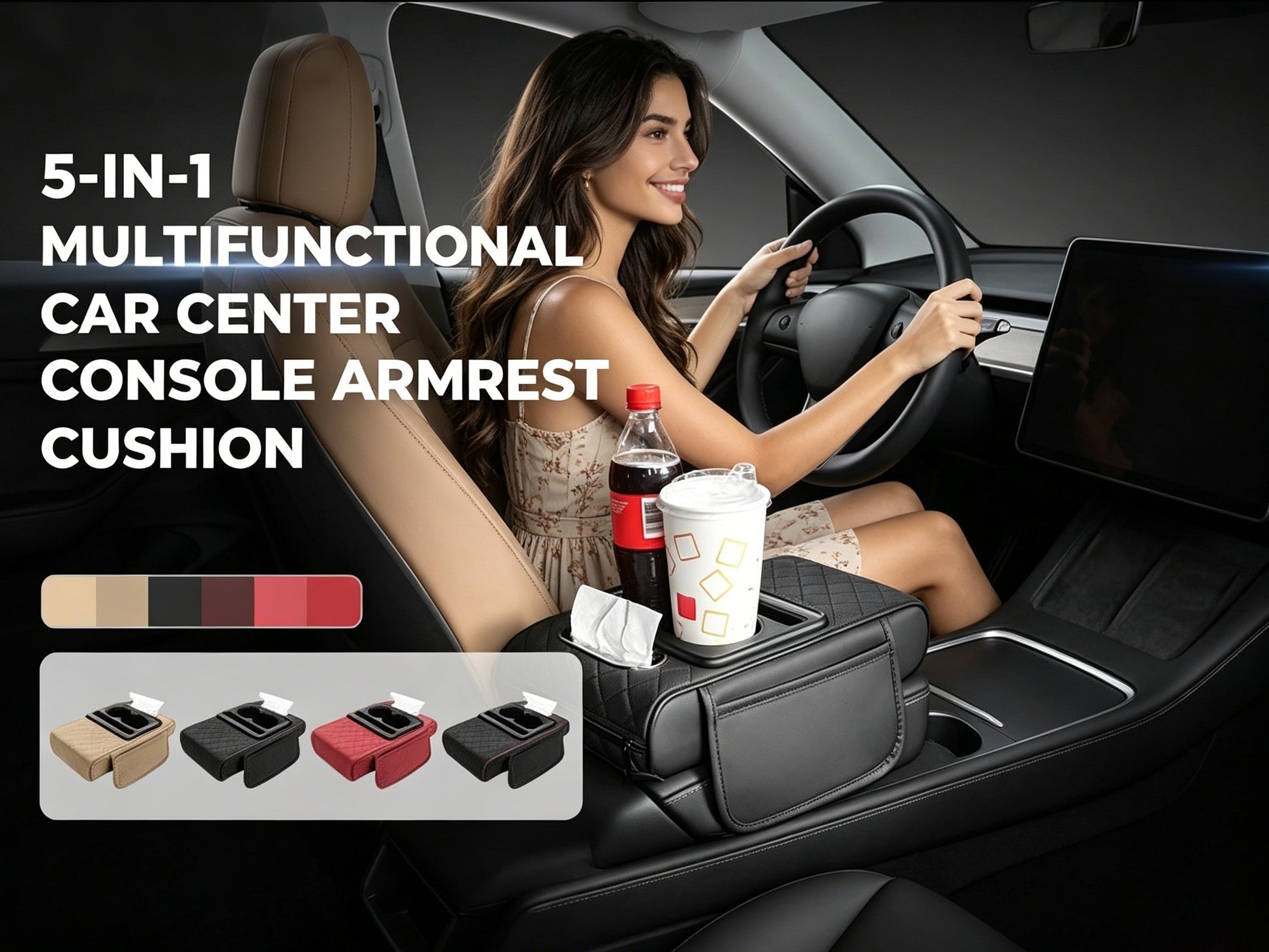 Multifunctional PU Leather Car Armrest Box Mat 1
