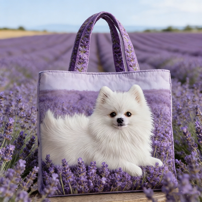 Lavender Field Quilted Tote Bag