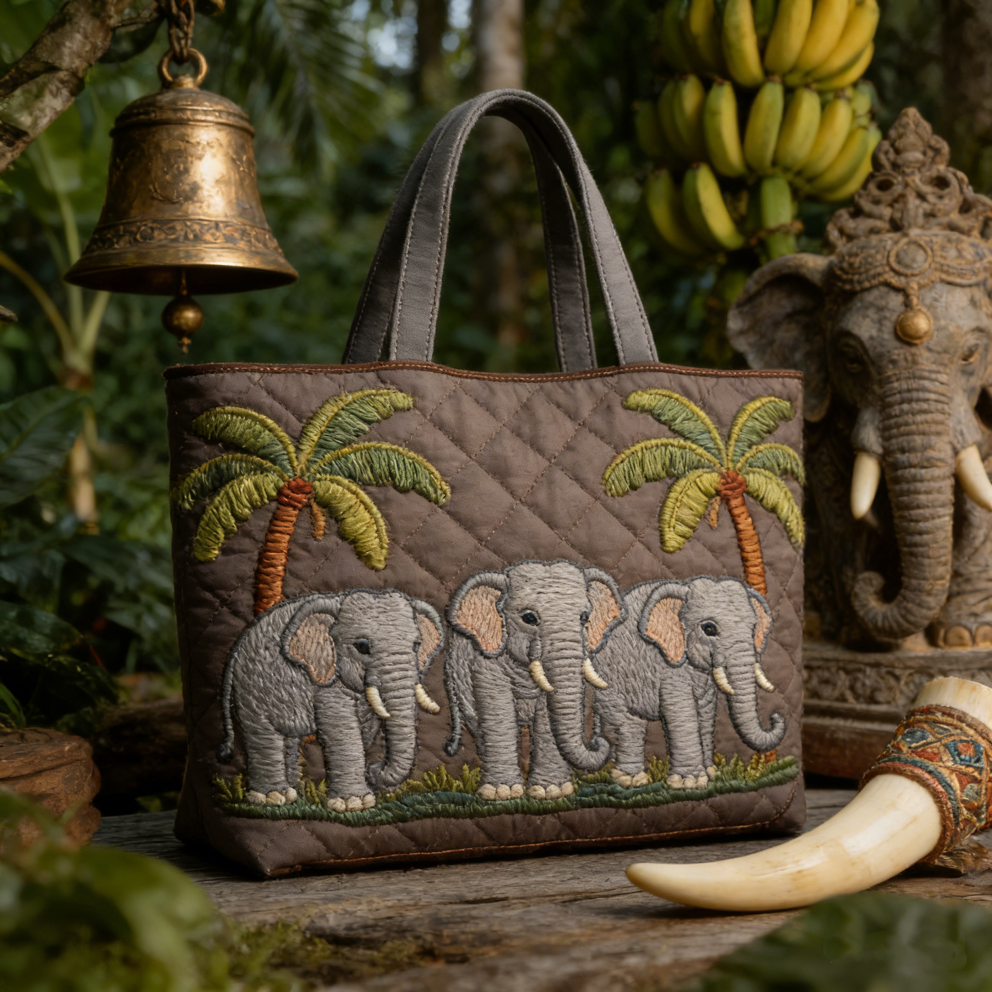 Tropical Exotic Embroidery Tote Bag