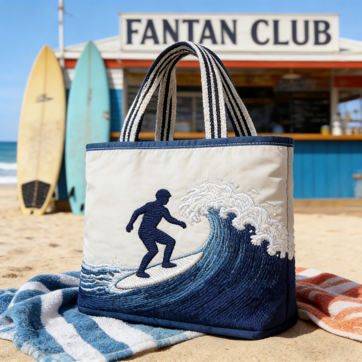Coastal Surf Quilted Tote Bag