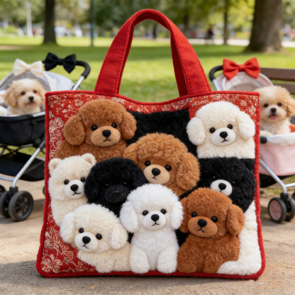 Dog Park Pet Embroidery Canvas Tote Bag