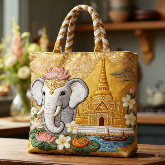 Thai Elephant & Golden Temple Tote Bag