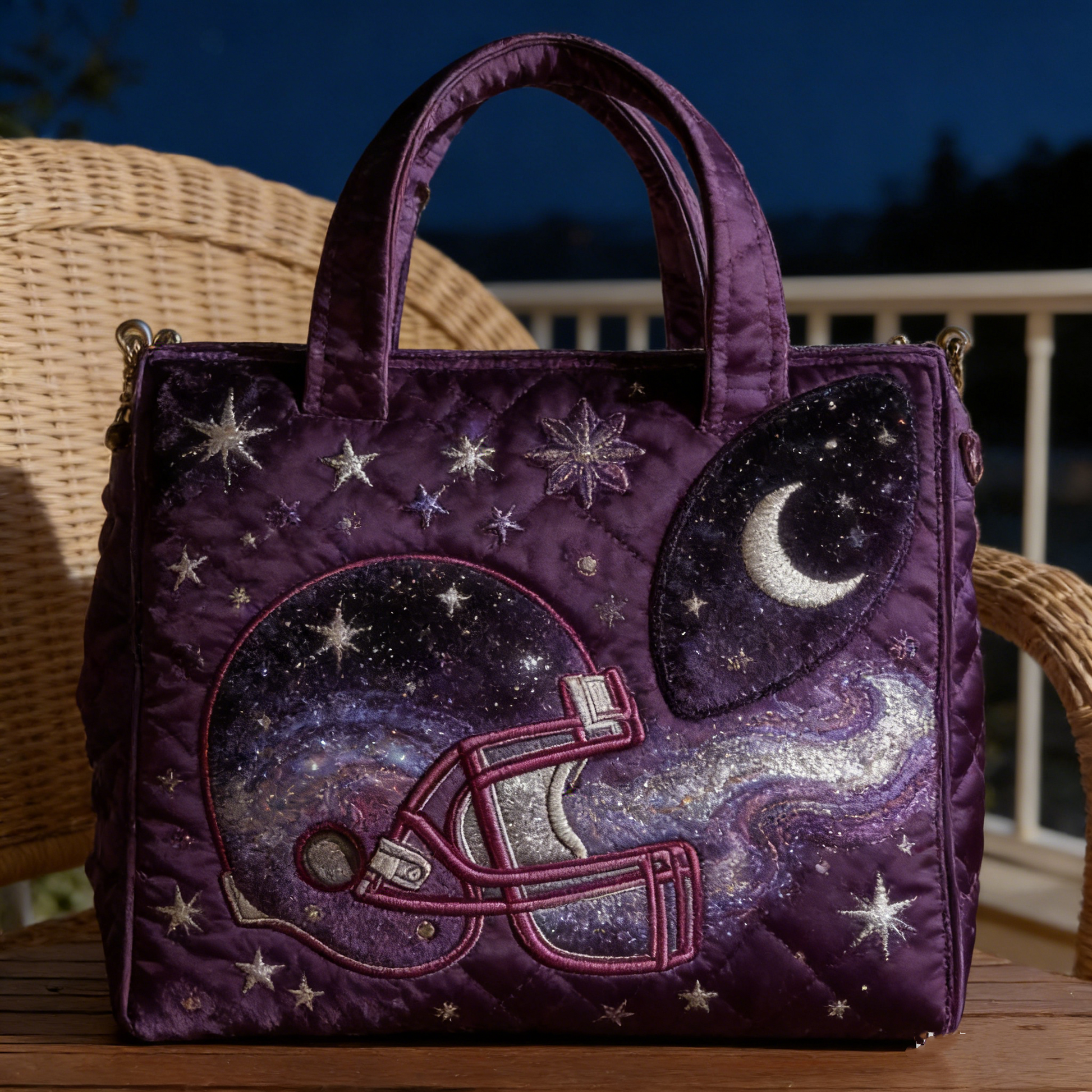 Galaxy Football Helmet Quilted Tote Bag NV51000