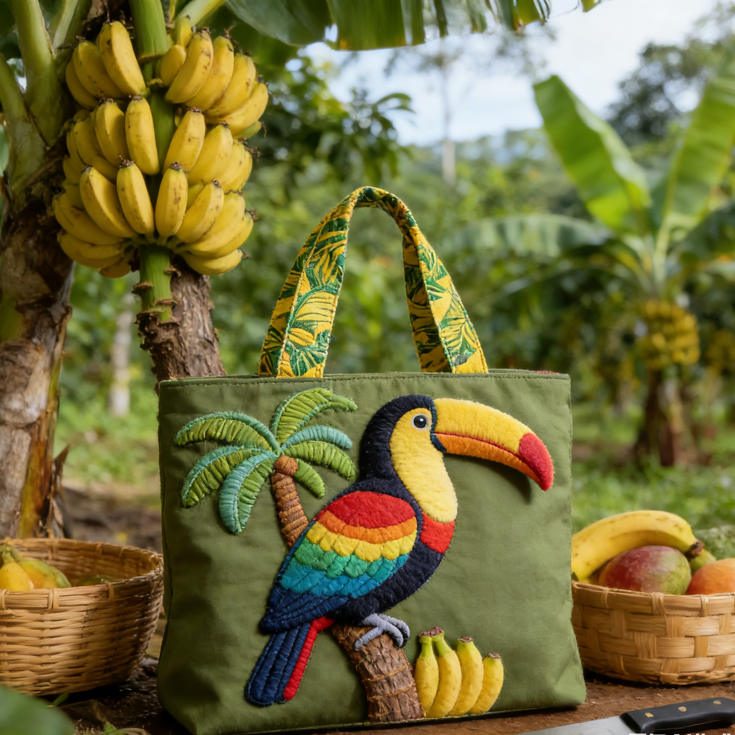 Jungle Toucan Quilted Tote Bag