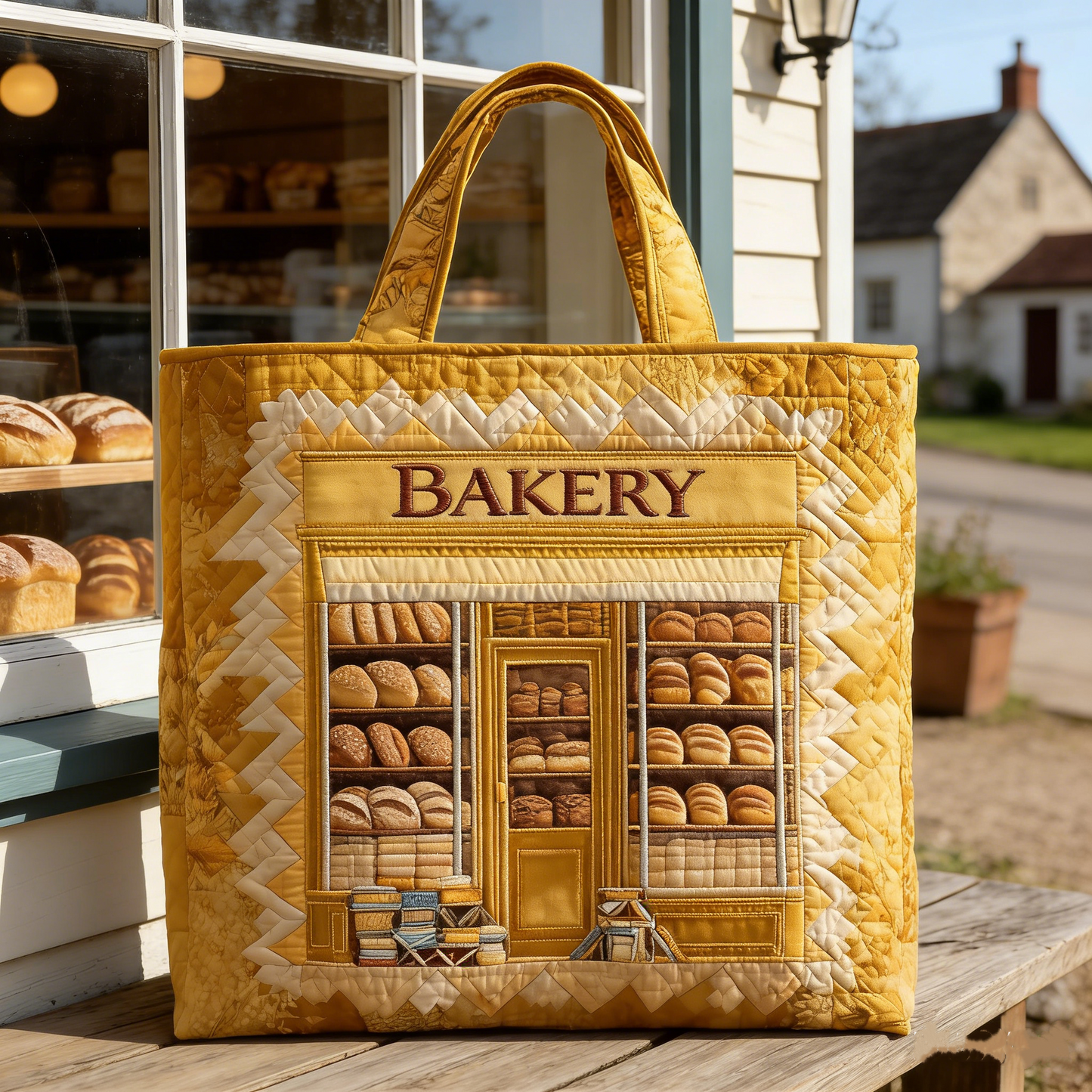 Bakery Window Quilted Tote Bag