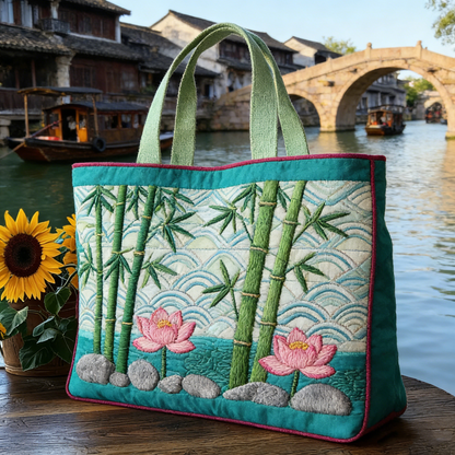 Oriental Water Town Embroidery Tote Bag