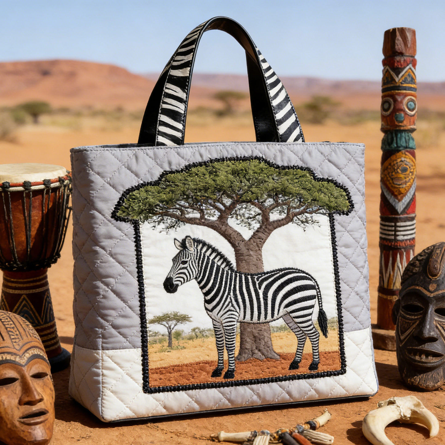 Savannah Zebra Quilted Tote Bag