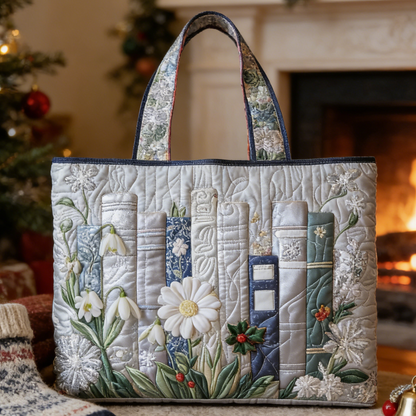 Winter Book & Snowdrop Quilted Tote Bag