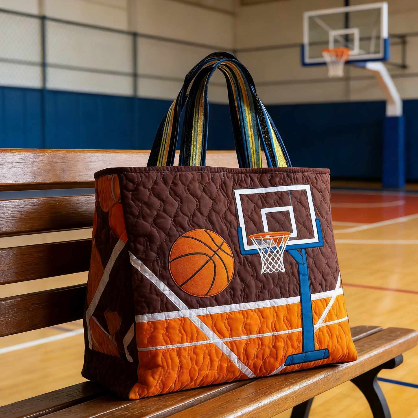 Basketball Court Quilted Tote Bag