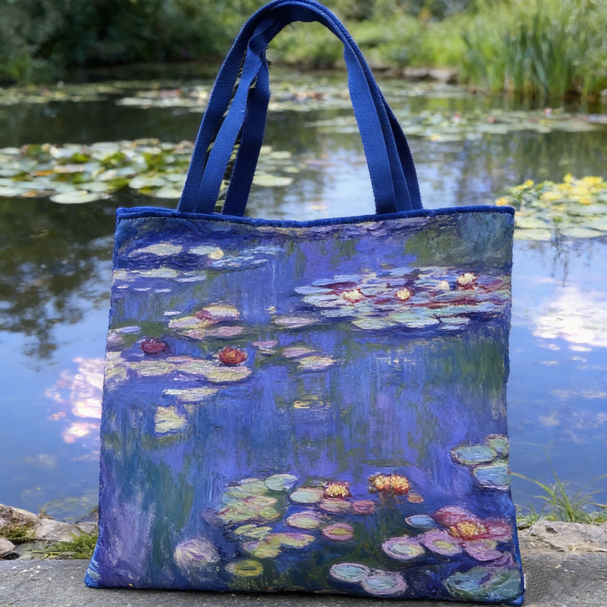 Impressionist Water Lilies Quilted Tote Bag
