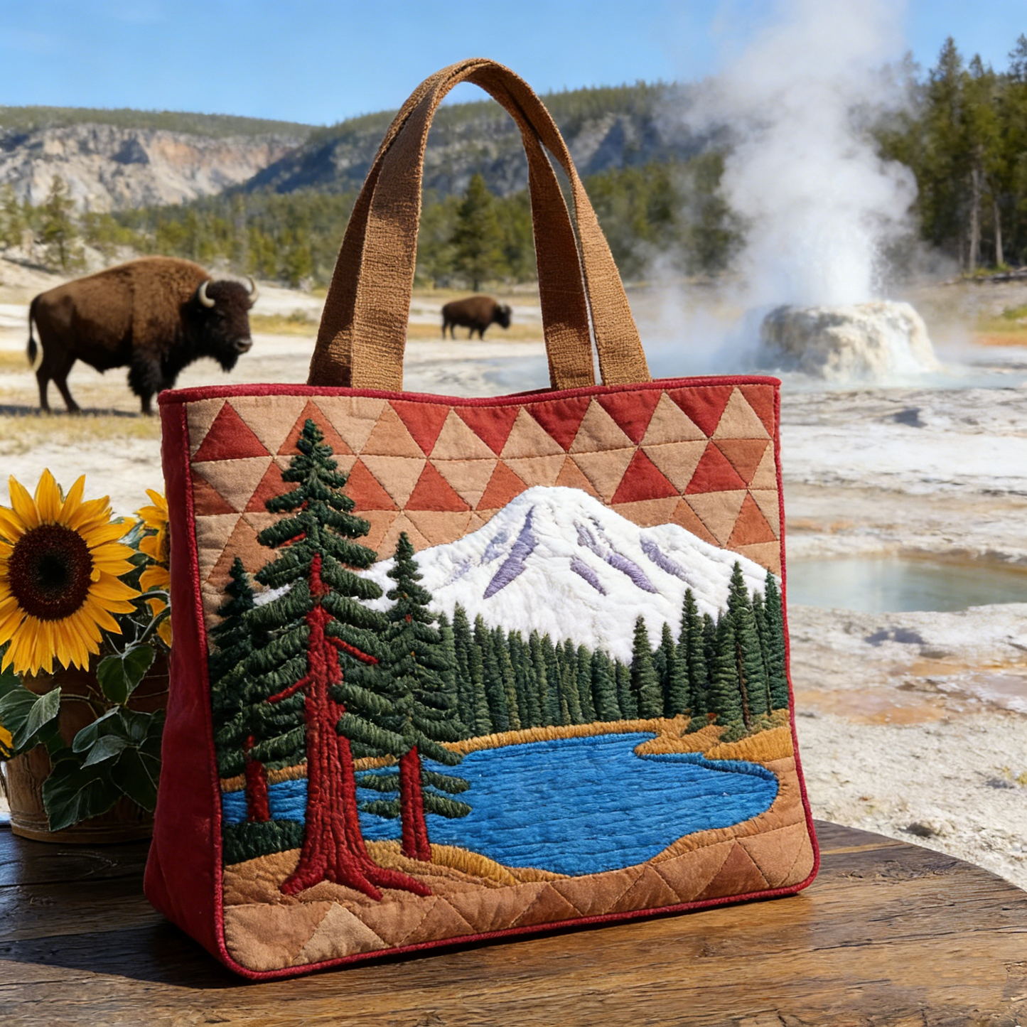 Wilderness Landscape Quilted Tote Bag