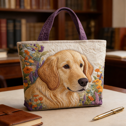 Golden Pup Quilted Tote Bag
