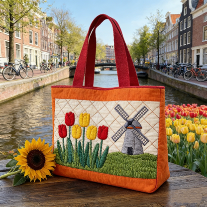 Quilted Dutch Tulip Tote Bag