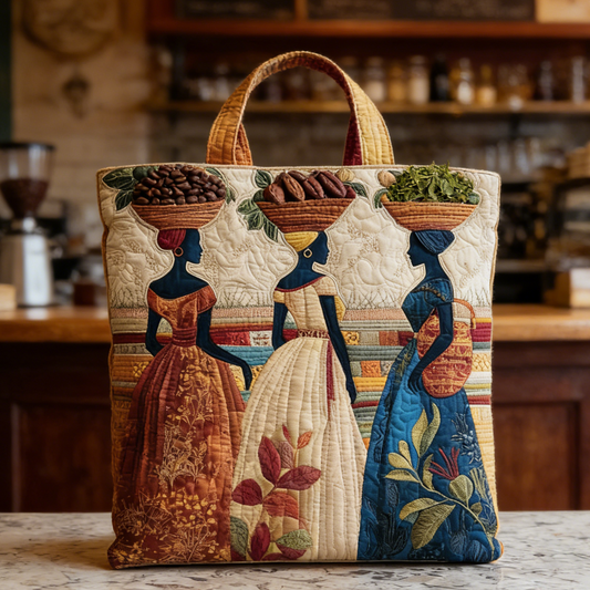 Neutral-Tone Market Women Quilted Tote Bag