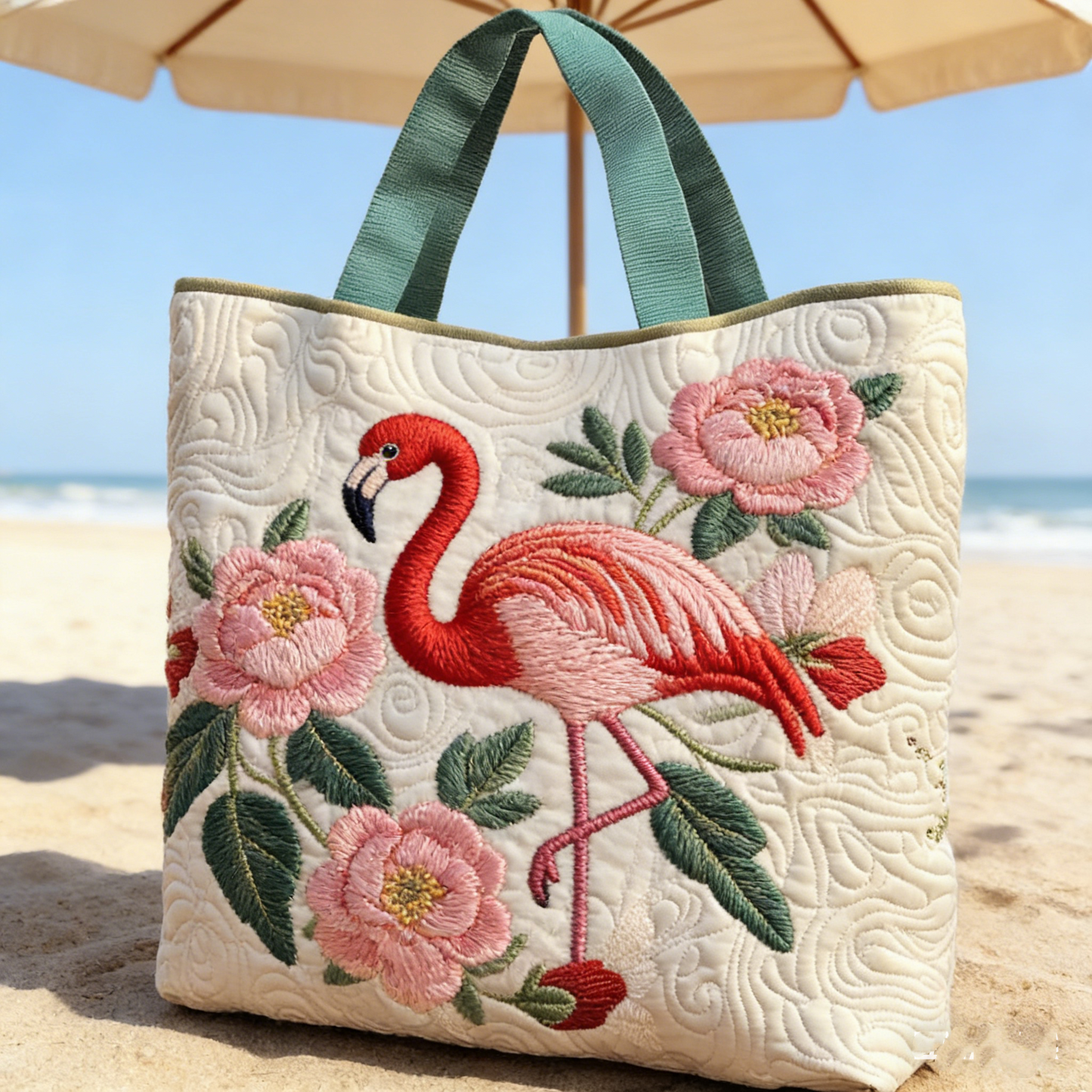 Pink Flamingo Quilted Tote Bag