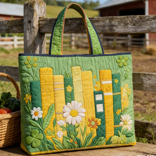 Sunny Book & Floral Quilted Tote Bag YPEO9147