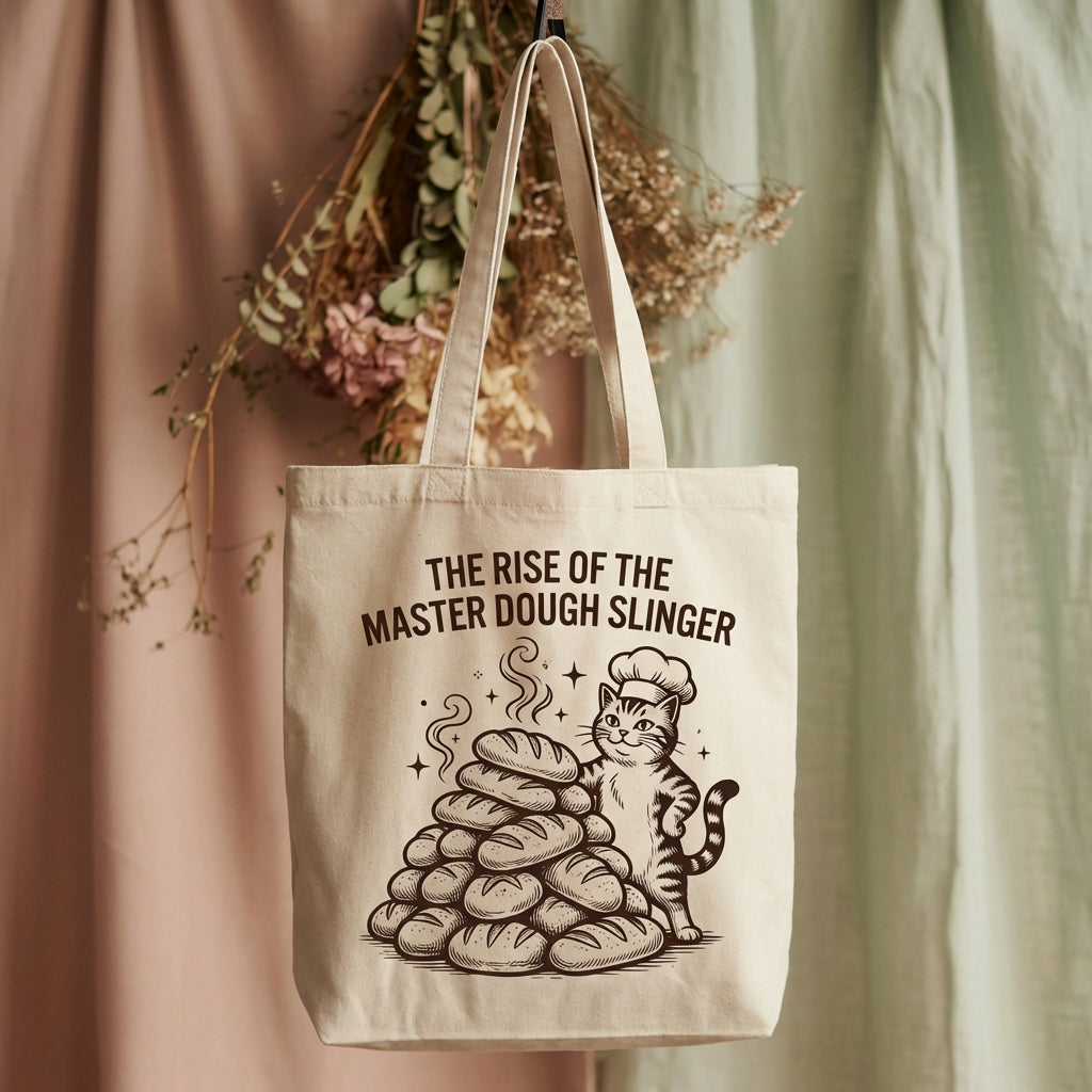 Master Dough Slinger Exclusive Cat Chef Canvas Tote Bag