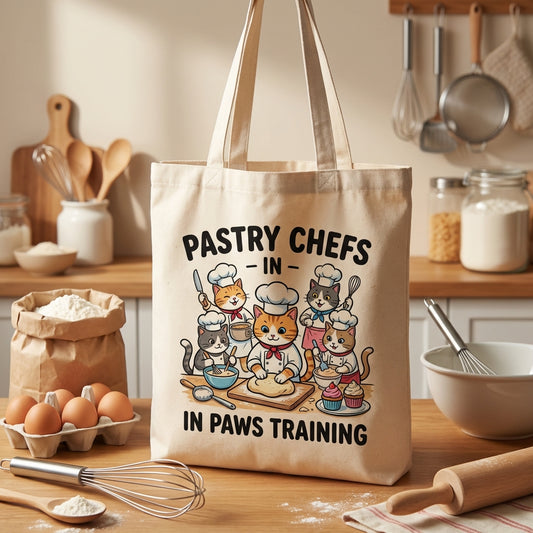 Whiskered Whiskers Chef Cat Bag Canvas Tote Bag