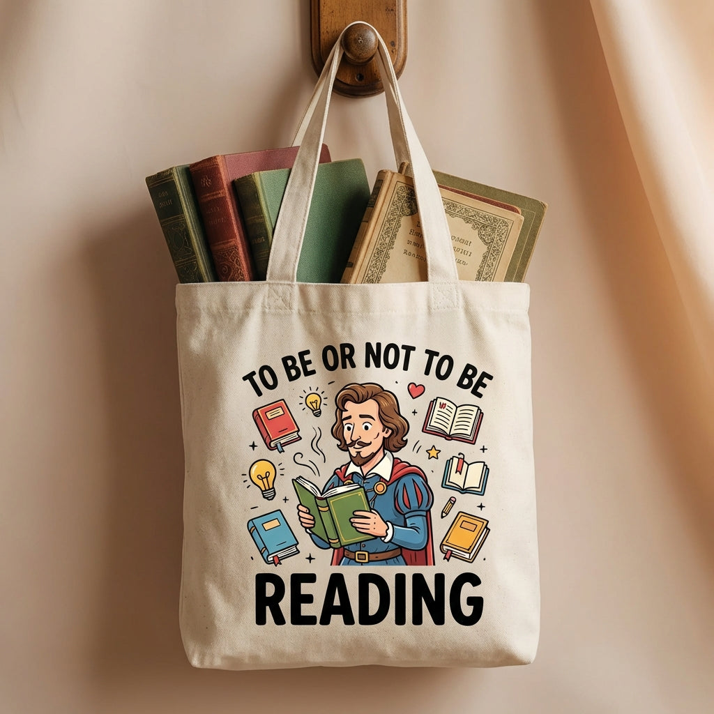 Whimsical Hamlet Bookworm for Avid Readers Canvas Tote Bag
