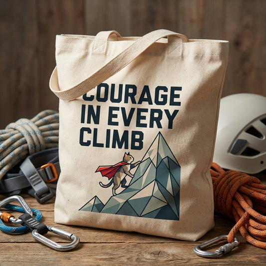 Courageous Climber Heroic Cat Bag Canvas Tote Bag