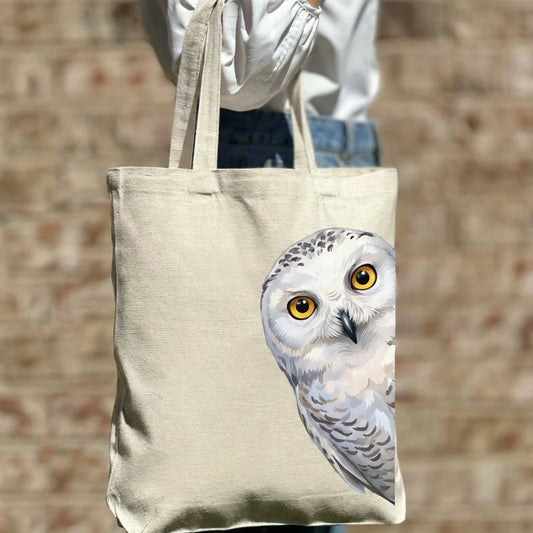 Whimsical Snowy Owl Embrace Nature's Charm Canvas Tote Bag