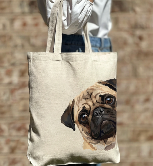 Peekaboo Pug Passion Exclusive Bag Canvas Tote Bag