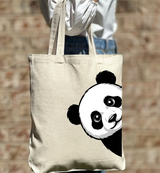 Peek A Panda: Exclusive Vector Art Bag Canvas Tote Bag