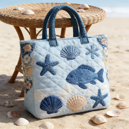 Sea Life Quilted Tote Bag
