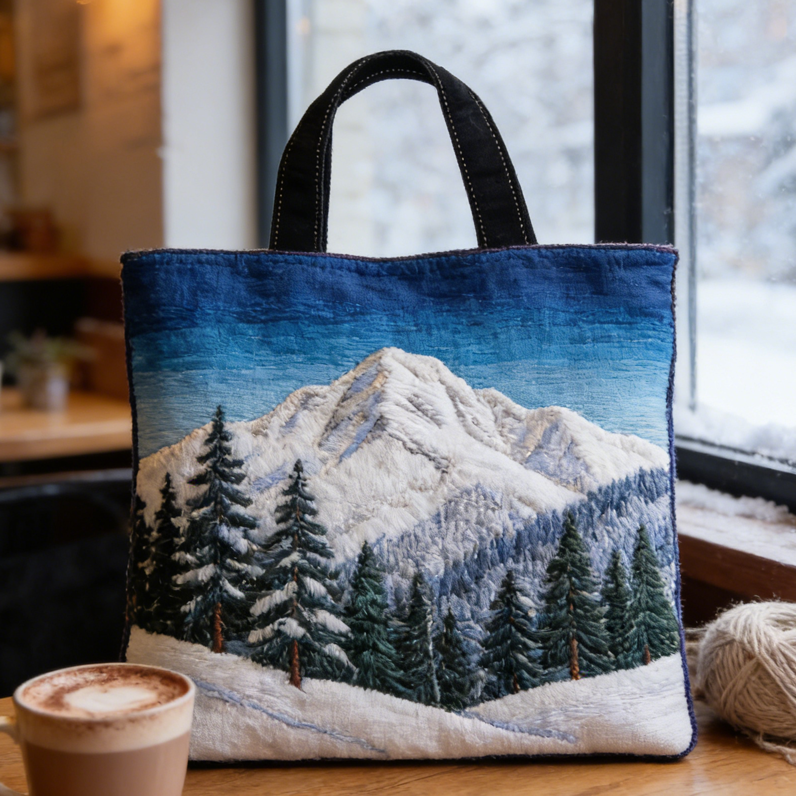 Elegant Alpine Forest Quilted Tote Bag