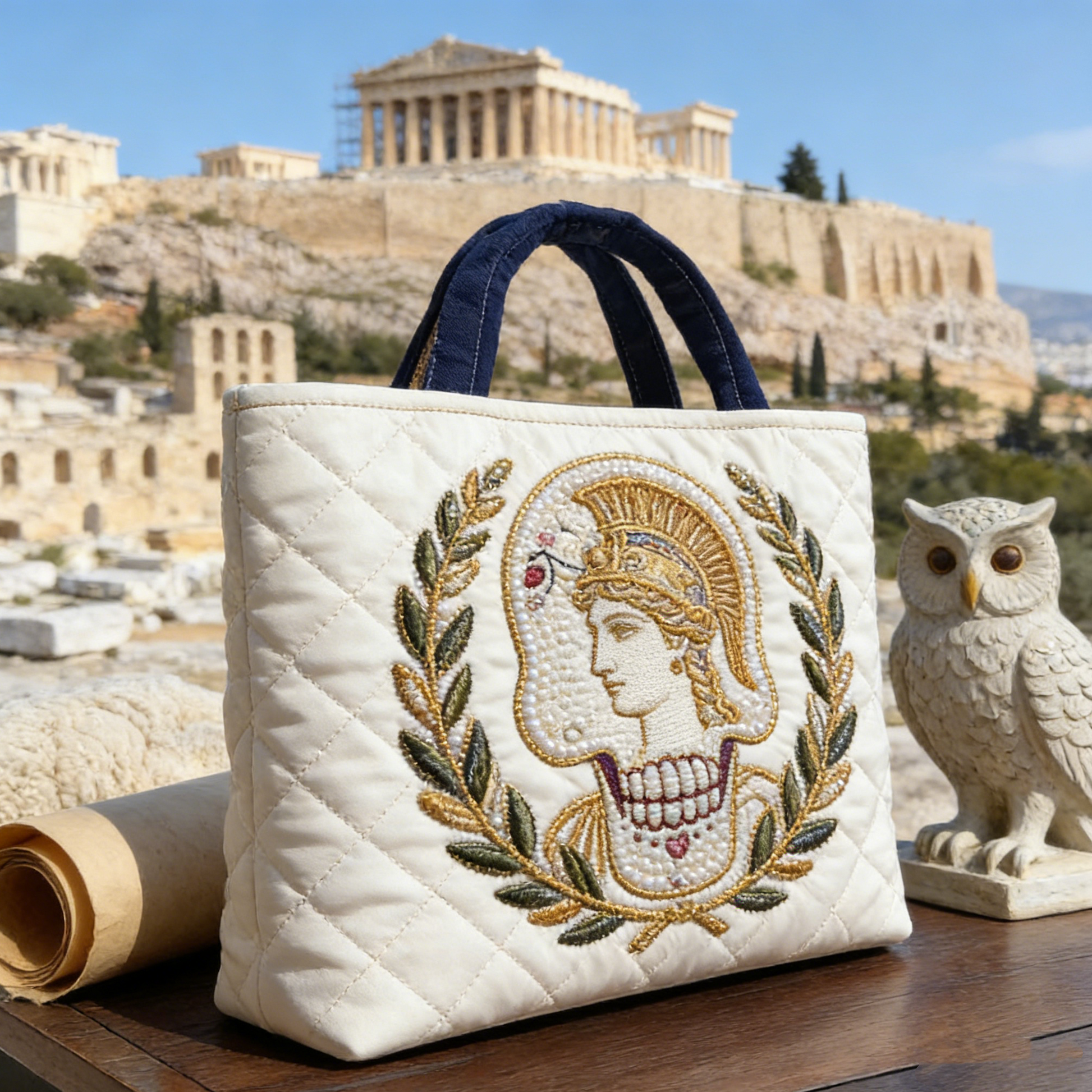Greek Goddess Quilted Tote Bag