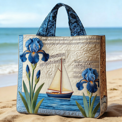 Seaside Iris Quilted Tote Bag