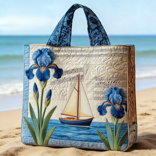 Seaside Iris Quilted Tote Bag