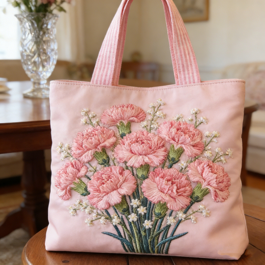 Delicate Carnation Quilted Tote Bag