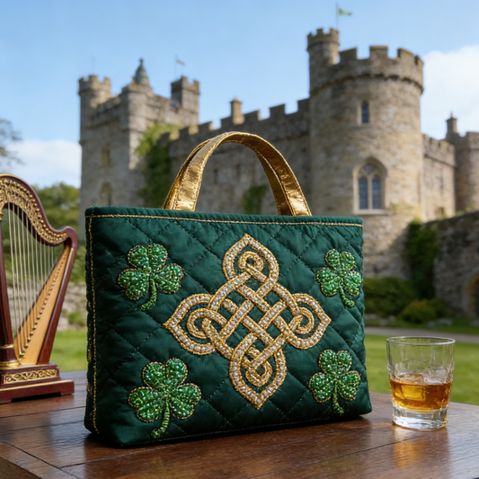 Irish Heritage Elegant Embroidery Tote Bag