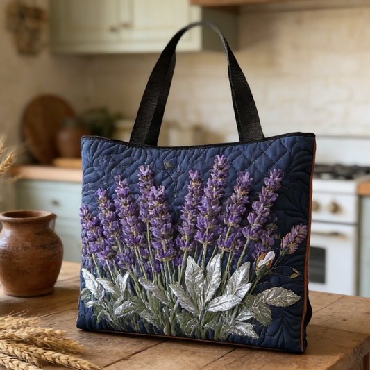 Cozy Country Lavender Quilted Tote Bag