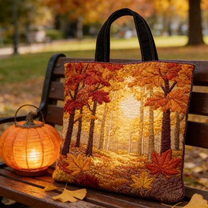 Warm Fall Forest Quilted Tote Bag
