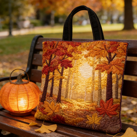 Warm Fall Forest Quilted Tote Bag