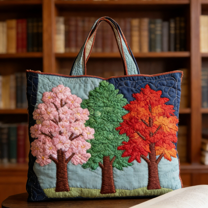 Four Season Tree Quilted Tote Bag