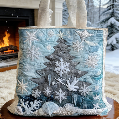 Winter Wonderland Snowflake & Tree Quilted Tote Bag