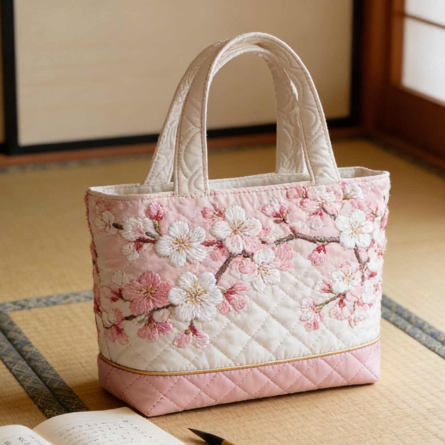 Sakura & Pastel Quilted Tote Bag