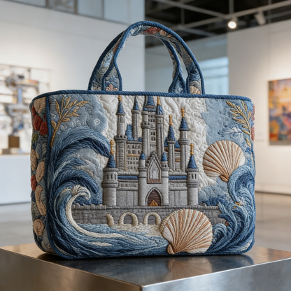 Gallery Worthy Coastal Castle Quilted Tote Bag