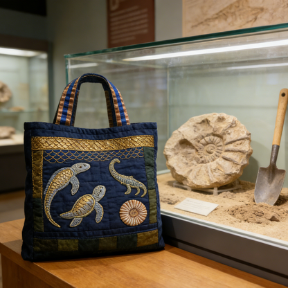 Paleontology Adventure Embroidery Canvas Tote Bag