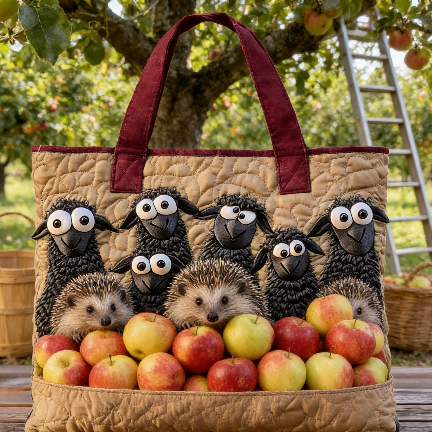 Harvest Cute Embroidery Tote Bag